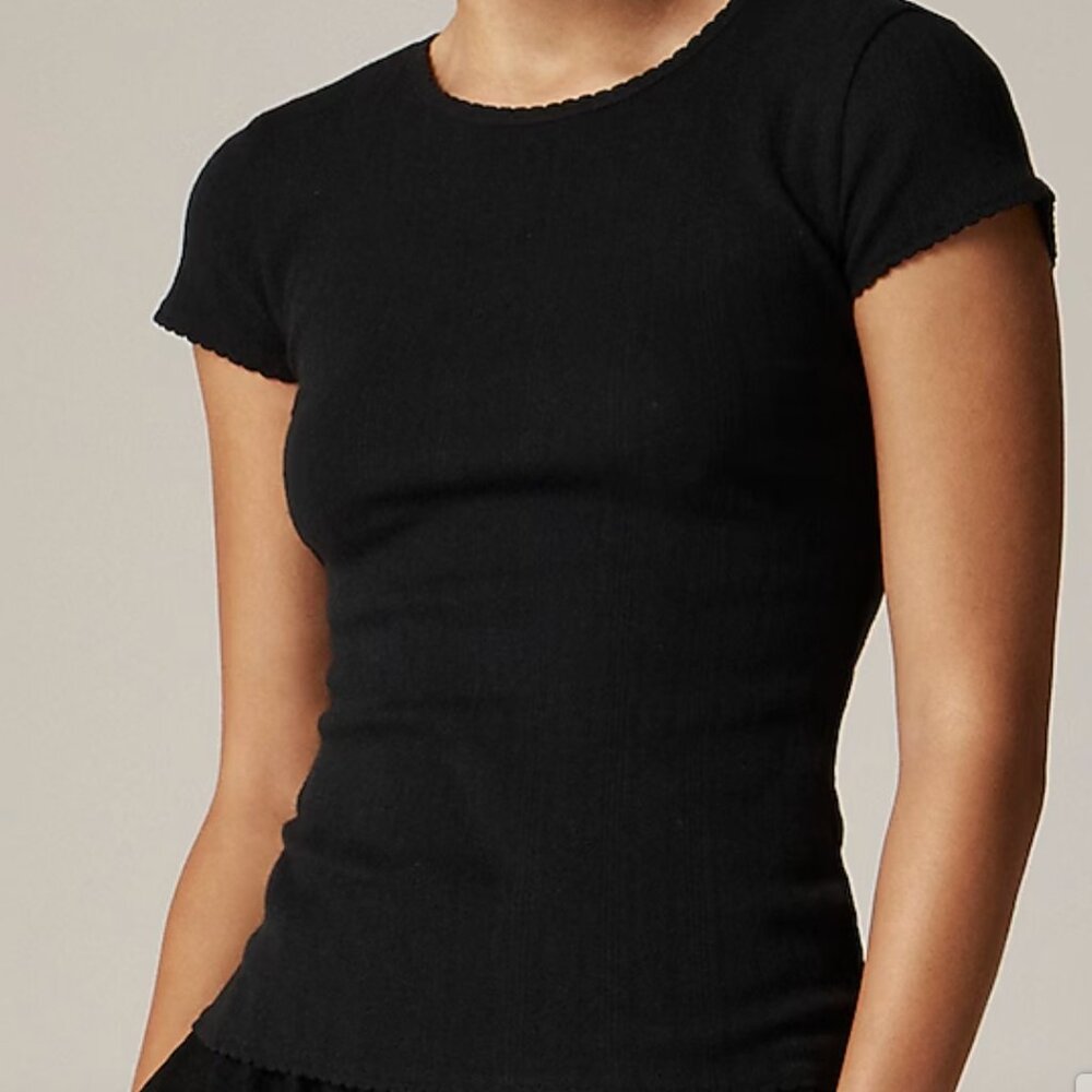 NEW NWT J. Crew Pointelle short-sleeve T-shirt Color: Black